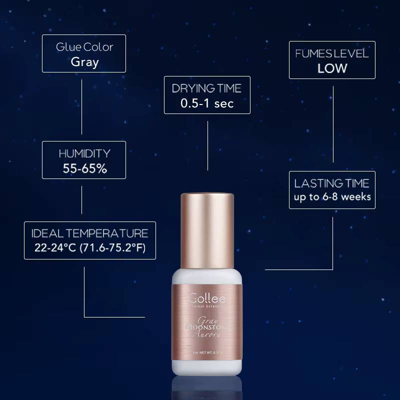 Gollee nouveau gris sans trace 0.5-1s colle d'extension de cils hypoallergénique colle adhésive de c