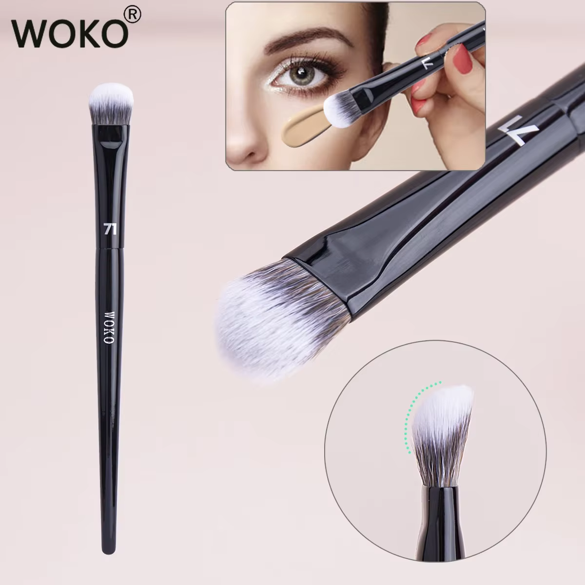 Pinceau professionnel pour anti-cernes et crème liquide, accessoire de maquillage, 71 pièces