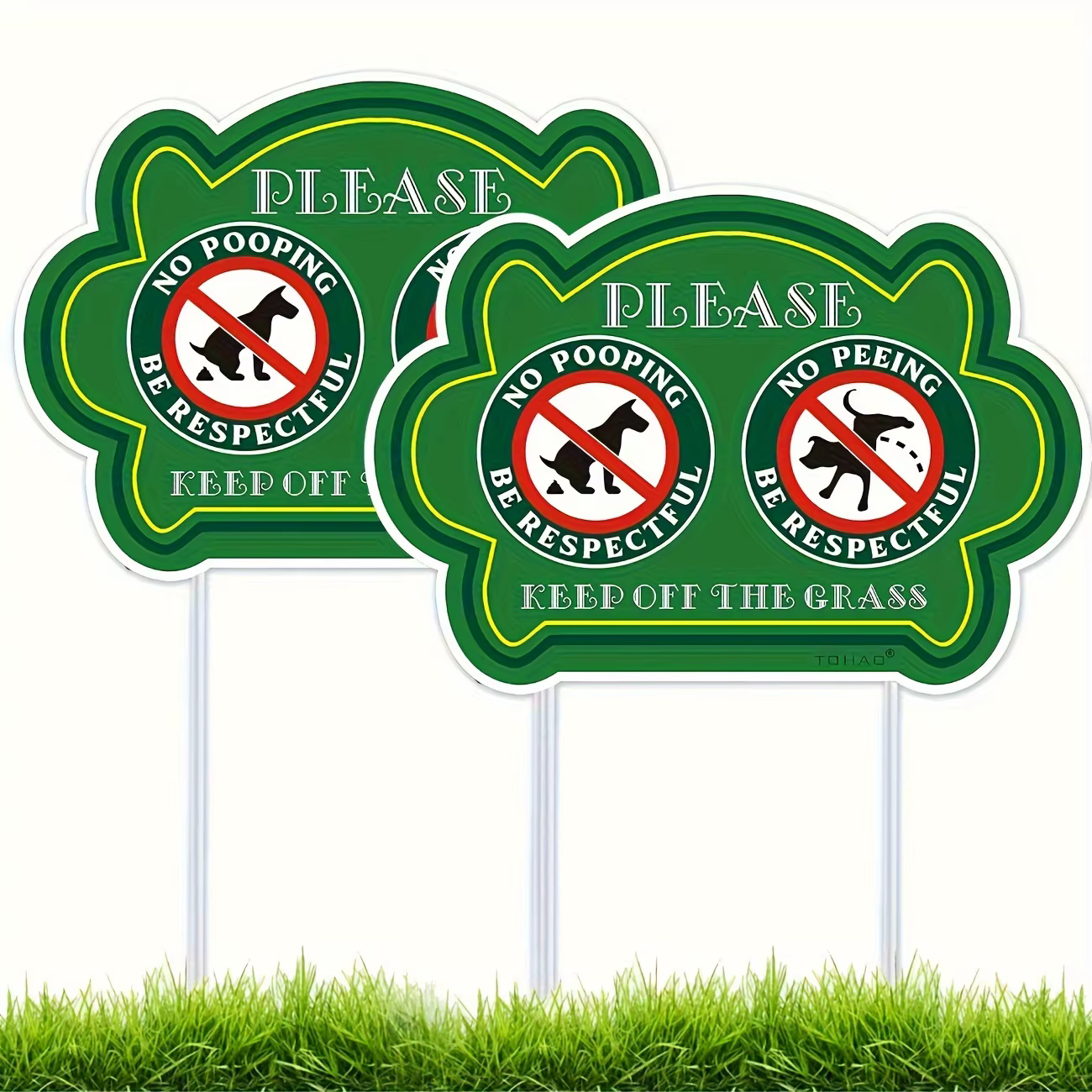 Lot de 2 panneaux "No Peeing and No Pooping" pour chien, protection contre les UV, étanche, extérieu
