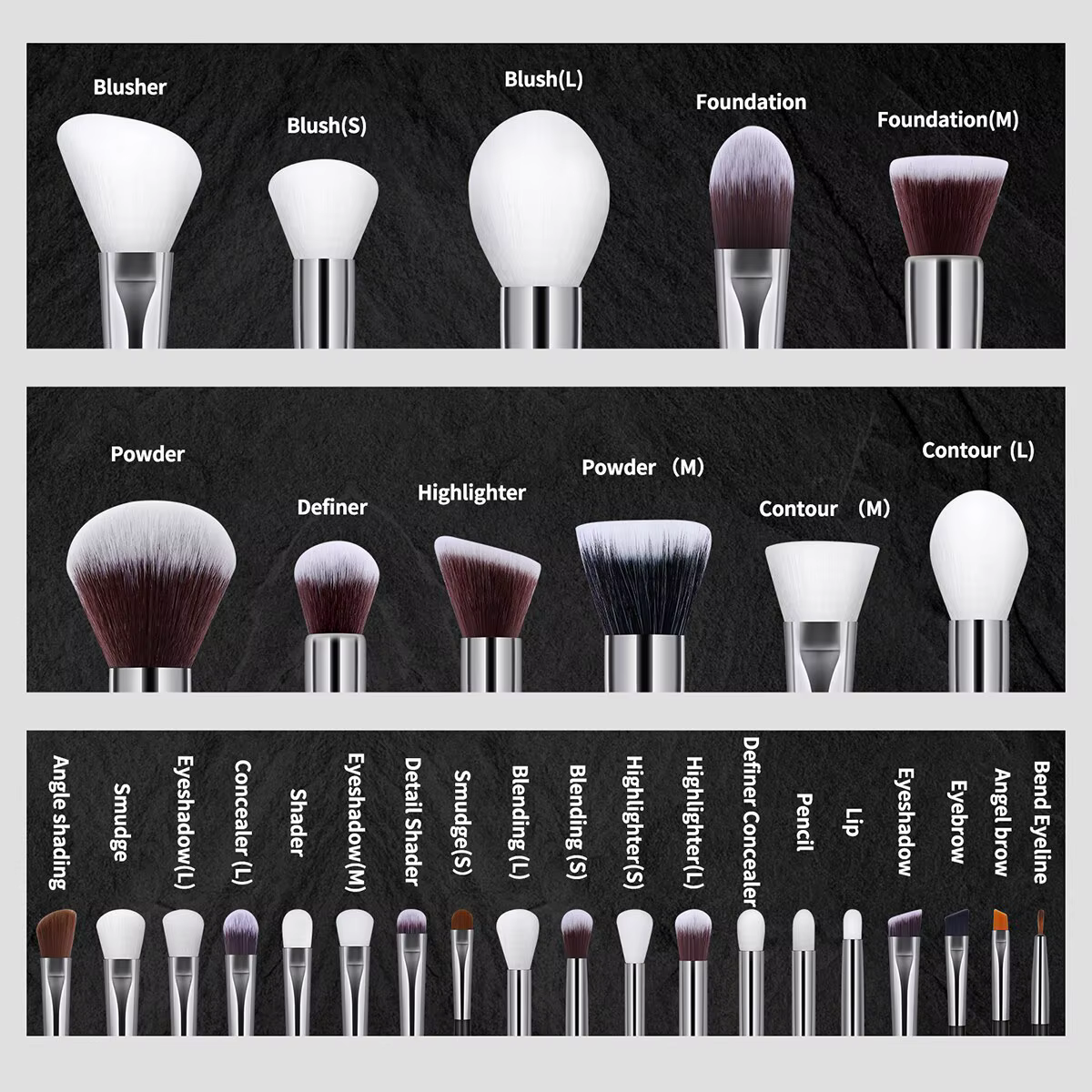 Ensemble de pinceaux de maquillage professionnels, 30 pièces, outils de beauté cosmétiques, fond de