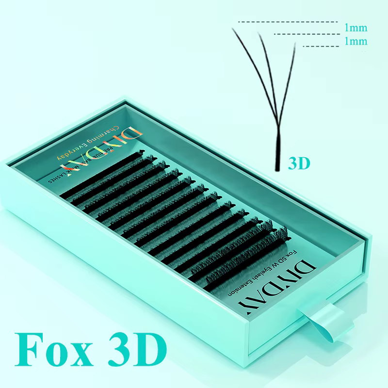 DIYDAY Foxy W-Shaped 3D 4D 5D Extensions de cils en faux vison naturel doux BASF, effet œil de chat,