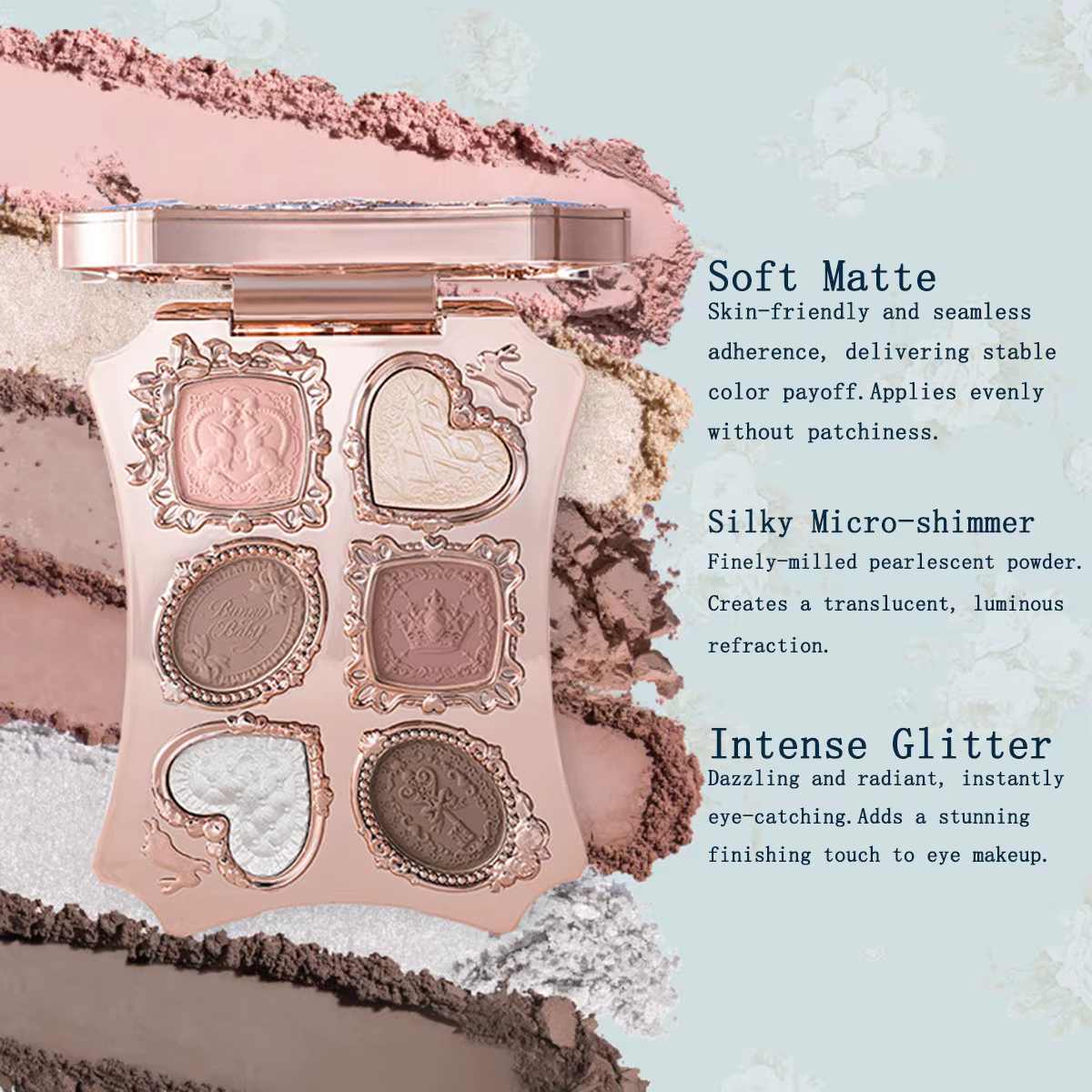 Palette de maquillage Flower Knows Bunny Garden 6 couleurs, blush, illuminateur, thème lapin mignon