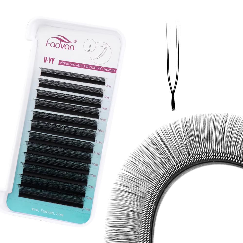 FADVAN 10 Pcs Extensions de cils YY en forme de U, cils YY étroits, courbure C D, faux cils doux et
