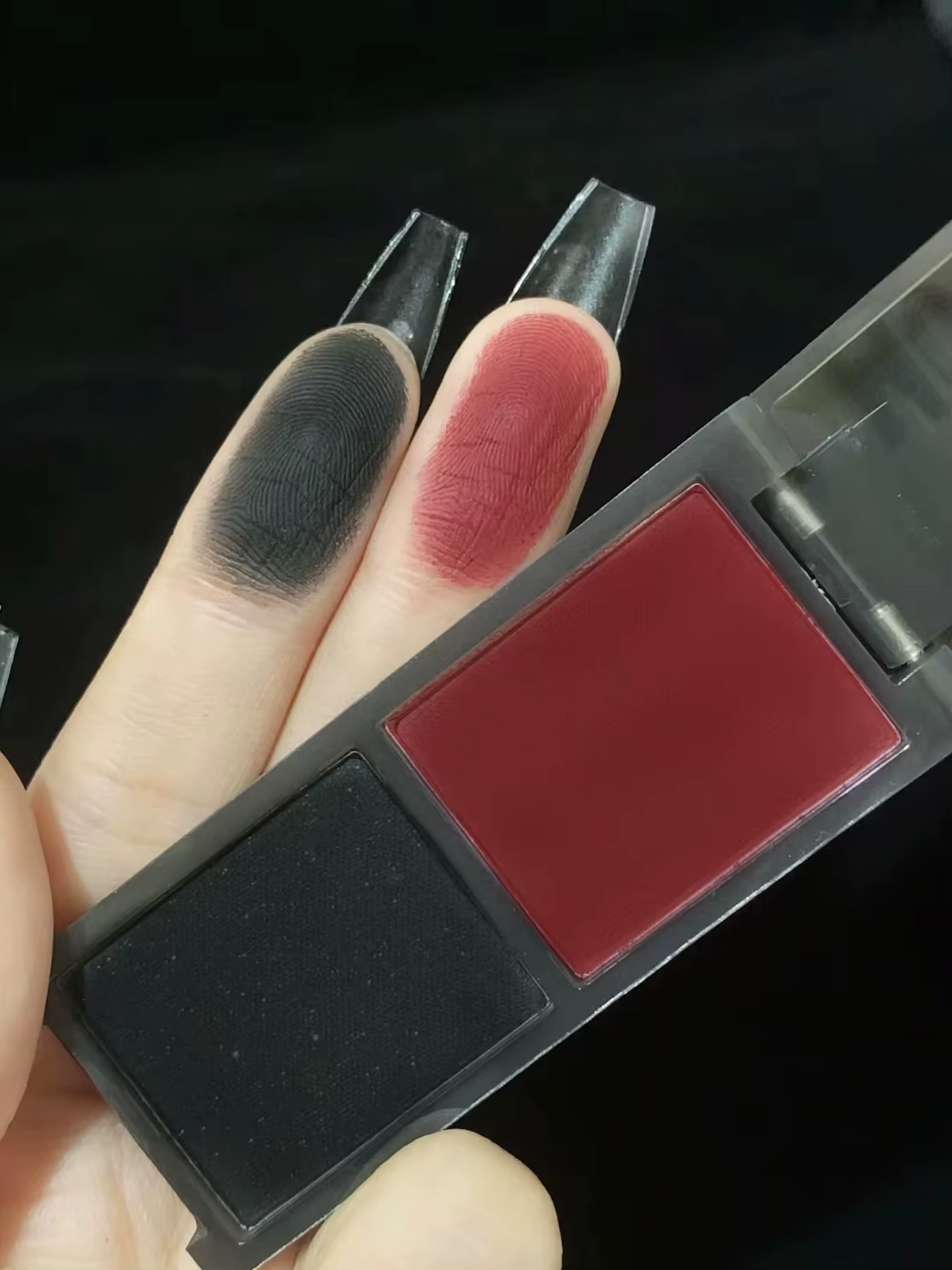 Biya 2 couleurs fard à paupières portable rouge noir plaque mat ombre à paupières foncé fumé cosméti