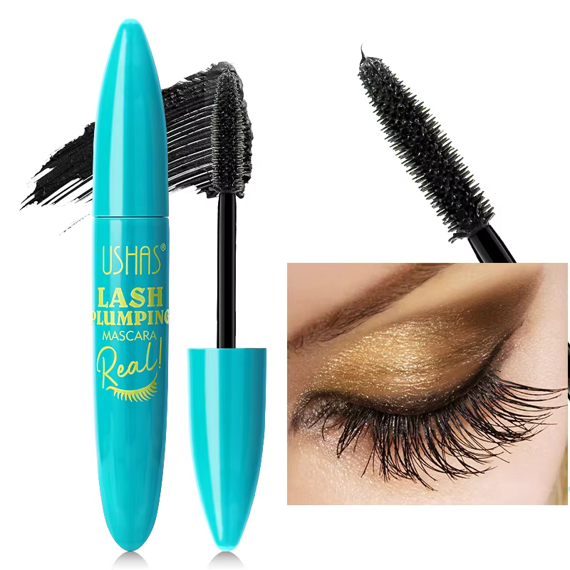 USHAS-Mascara 4D imperméable ultra longue durée, fibre liquide, brosse spirale résistante à 360, ext
