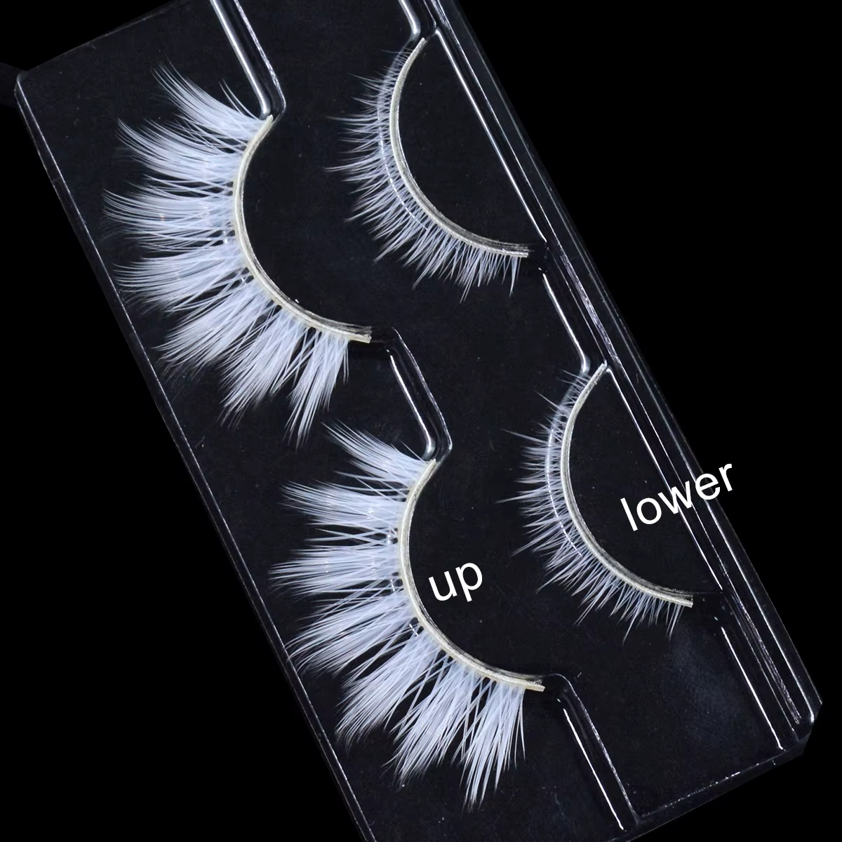 2 paires/cas 3D cils blancs bande claire couleur neige cils Cosplay Halloween Manga cils maquillage
