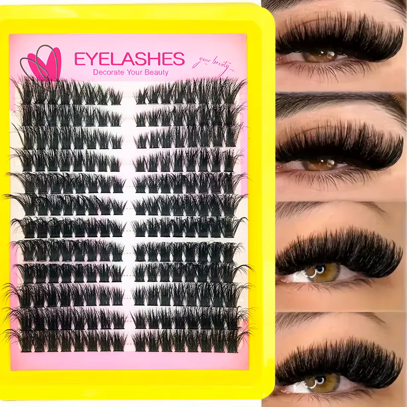 60D80D100D Faux cils épais de longueur mixte, style œil de chat bouclé en D pour un look moelleux et