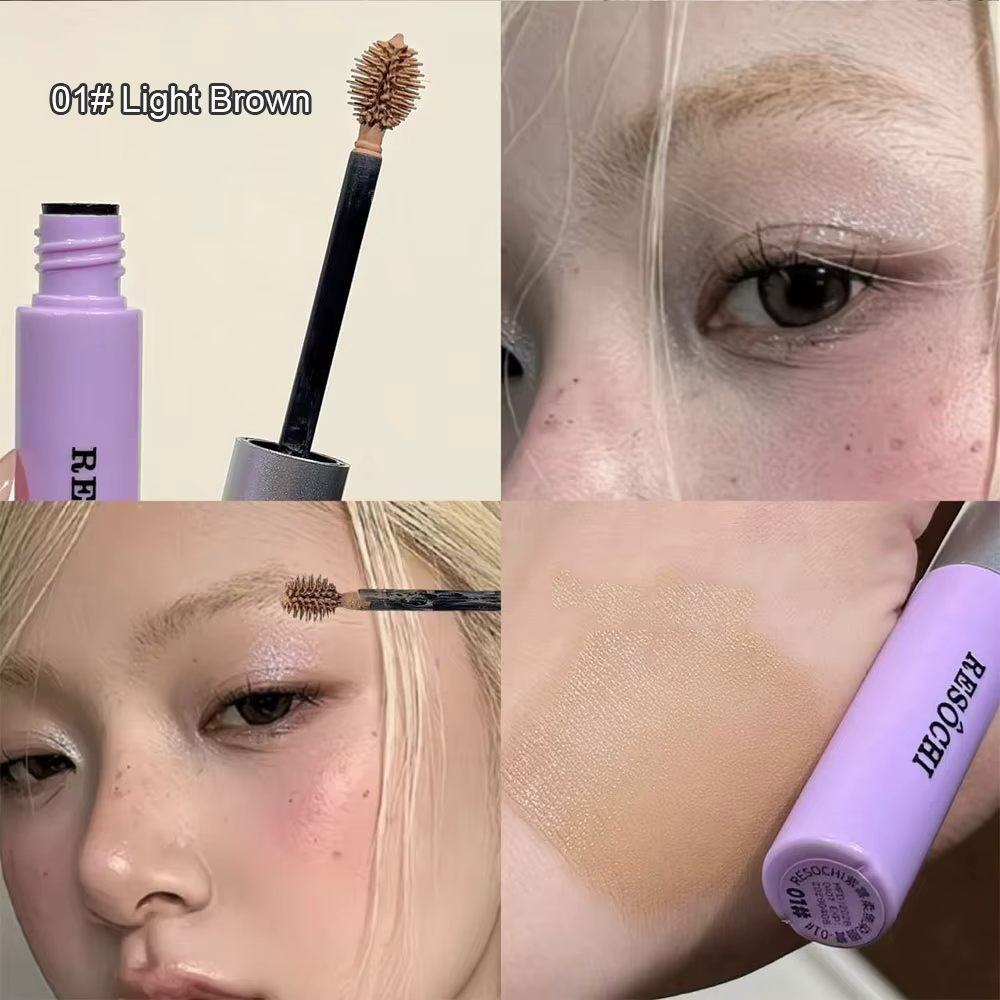 Mascara Sourcils Waterproof Longue Durée 4 Couleurs Violet-Brun, Maquillage Beauté Cosmétique avec B