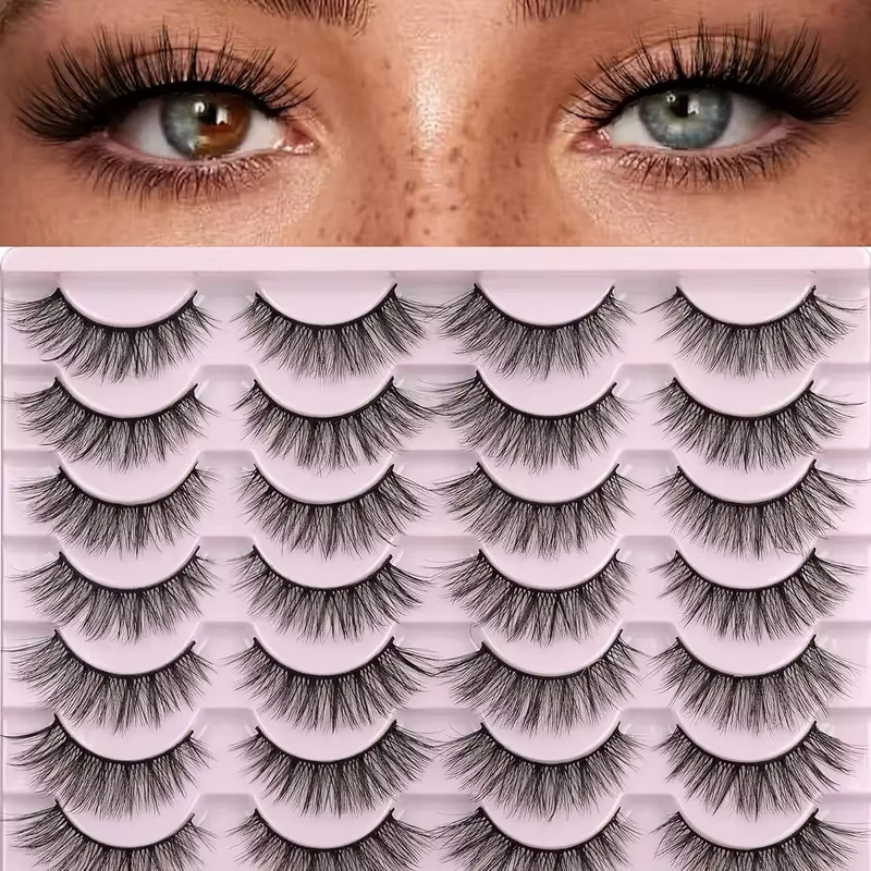 Kiromiro 3D Faux cils de vison, 14 paires d'effet œil de chat moelleux de Style naturel, conception 