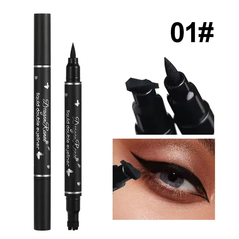 Stylo Eyeliner liquide imperméable et durable, sans taches, cosmétique noir, Double extrémité, sécha