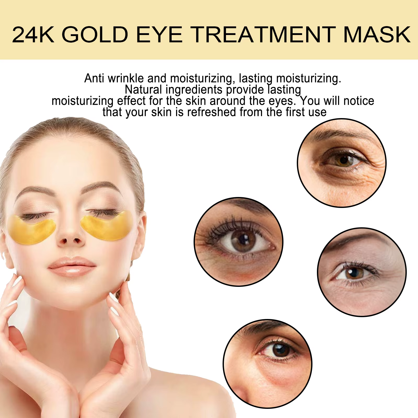 EELHOE 24K or masque pour les yeux Anti foncé hydratant sous les yeux coussinets de Gel revitalisant