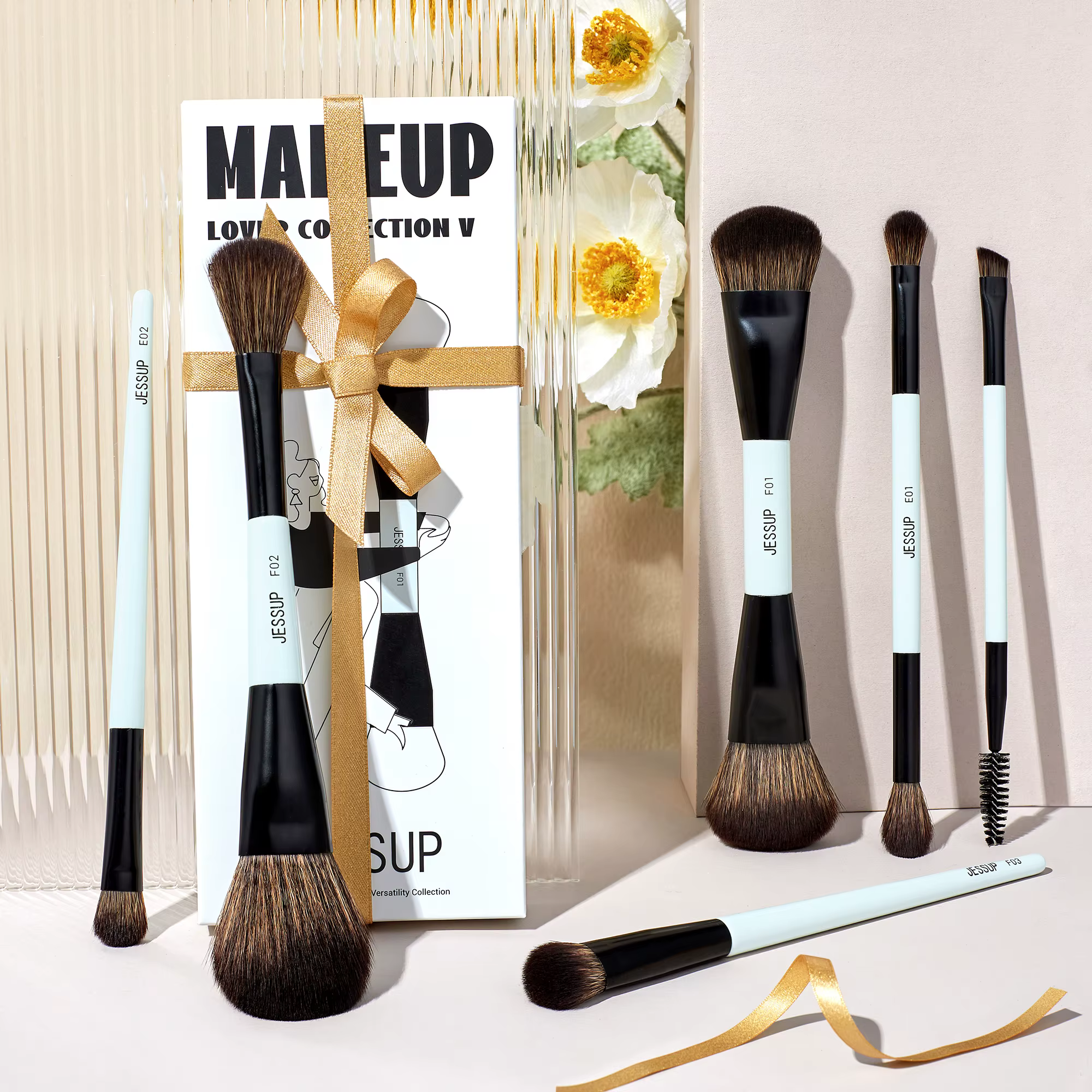 Jessup ensemble de pinceaux de maquillage pinceaux de maquillage Double face fond de teint Contour B