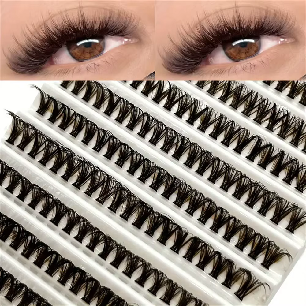200 pièces cils en grappe marron 40D greffage Volume individuel Extension de cils outil de maquillag