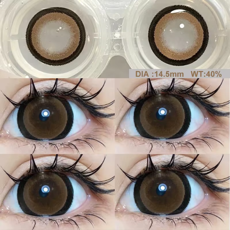 Lentilles colorées pour le maquillage des yeux, brunes annuelles avec un degré de cosmétique naturel