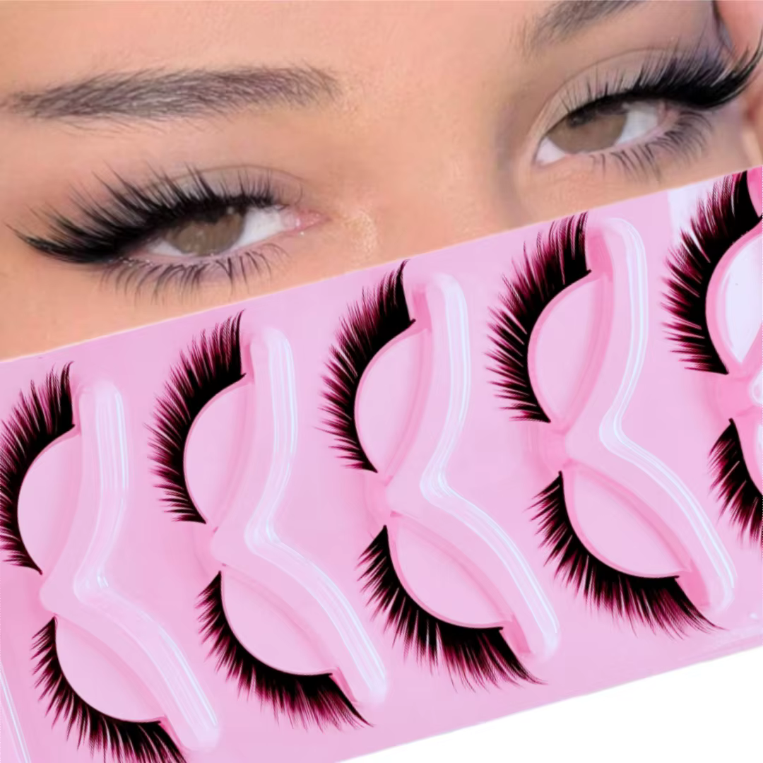 5 paires de faux cils aspect naturel, yeux de chat en vison moelleux et yeux de renard, poils fins, 