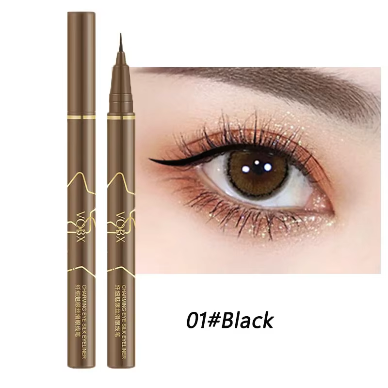 Eyeliner liquide marron durable, imperméable, résistant à la sueur, stylo ver à soie couché, maquill
