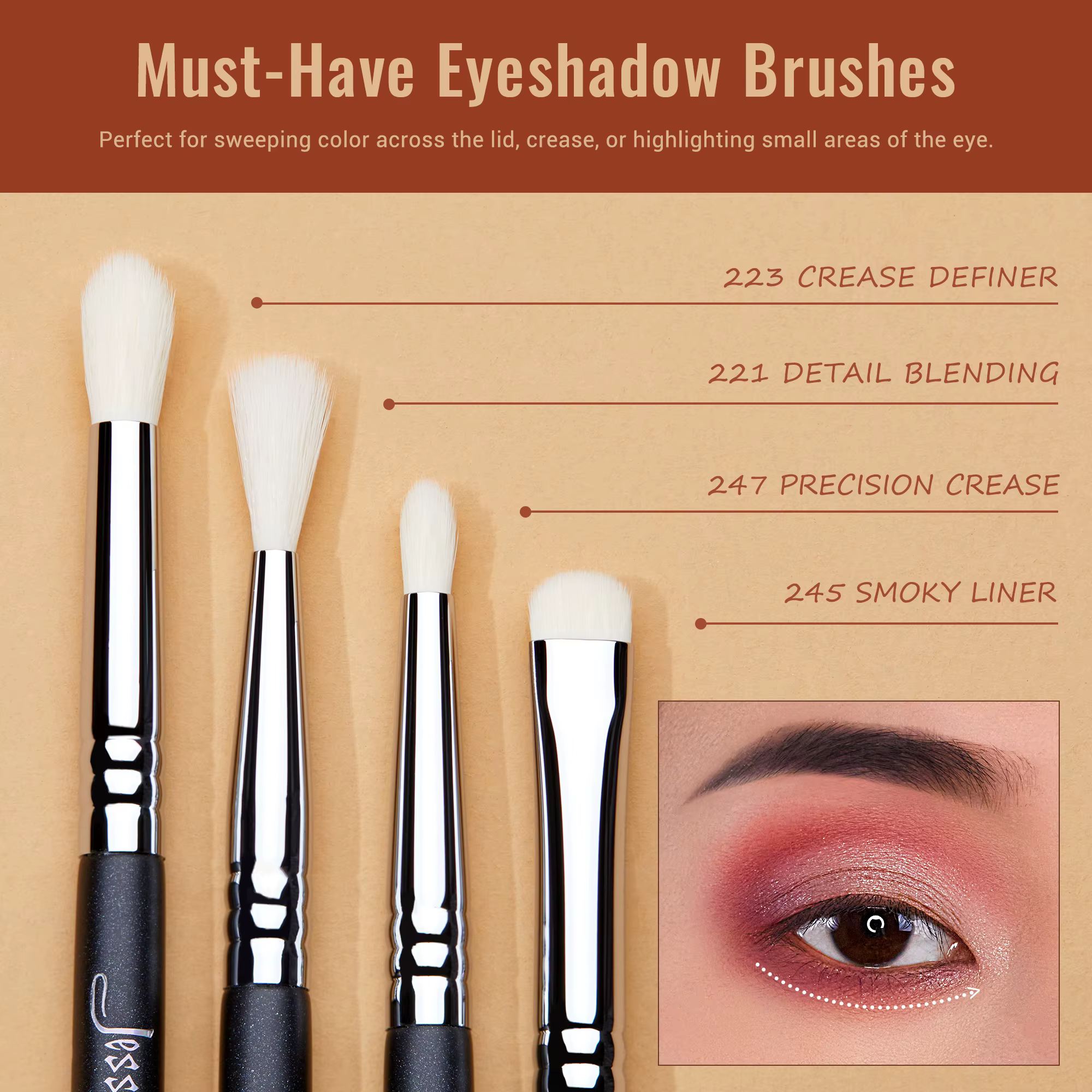 Jessup-Ensemble de pinceaux pour les yeux, pinceau de maquillage pour fard à barrage, mélange synthé