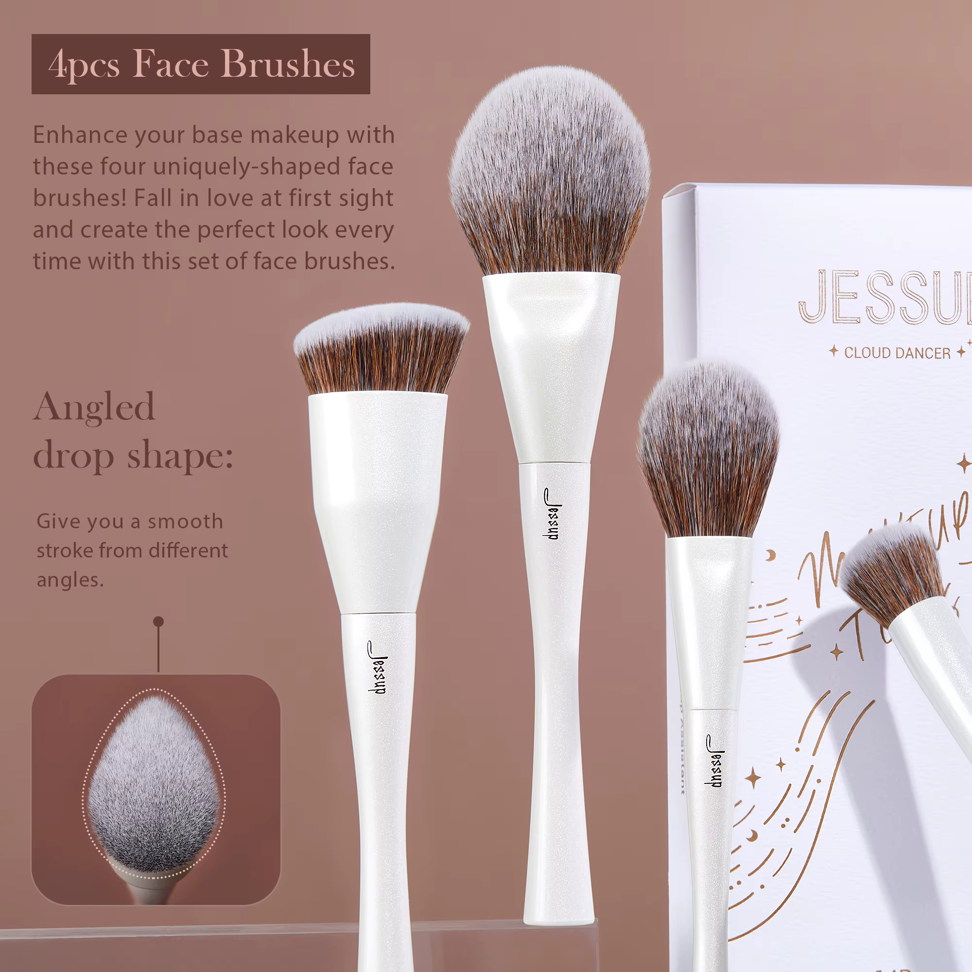 Jessup ensemble de pinceaux de maquillage, 4-14 pièces pinceaux de maquillage, fond de teint synthét