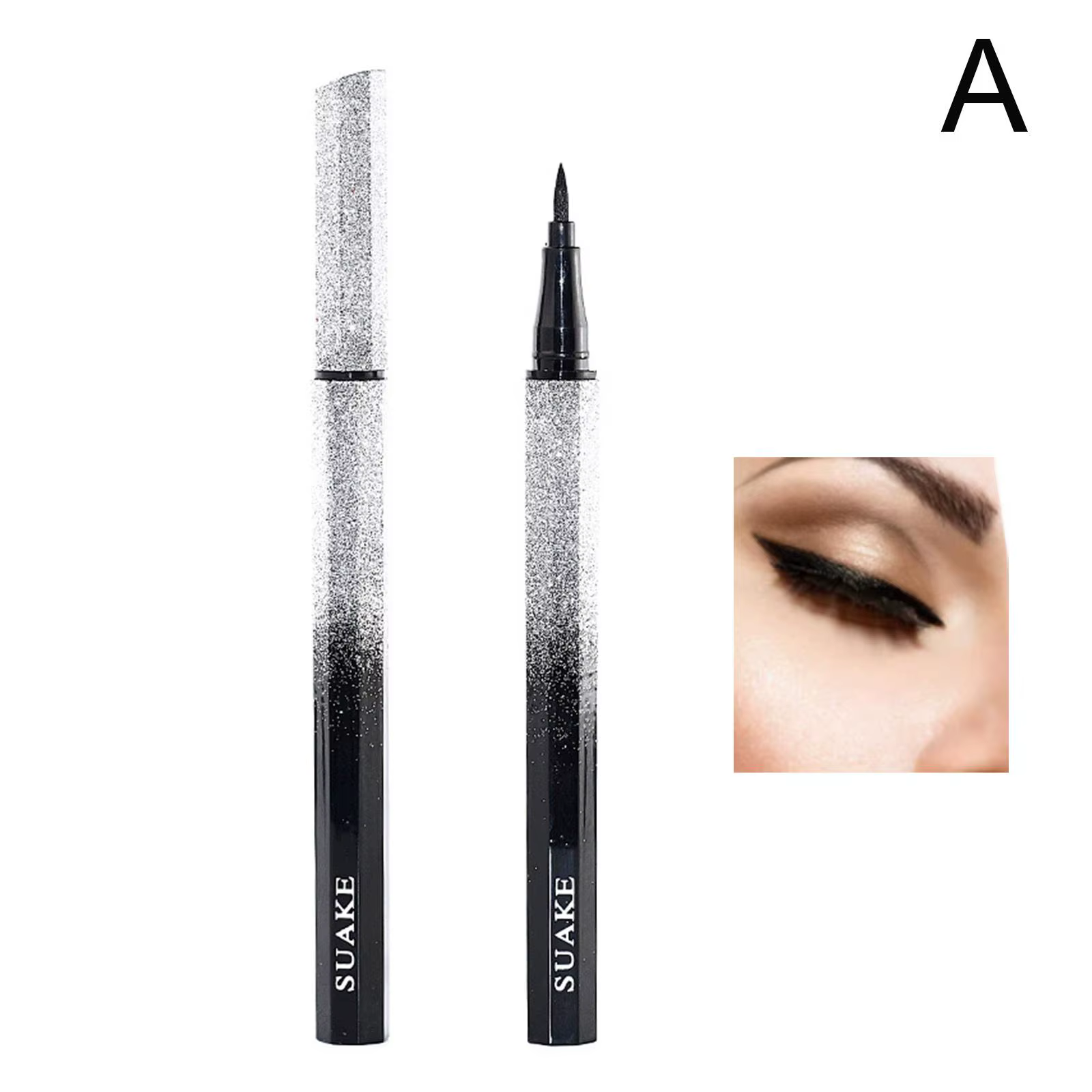 Tampon Eyeliner rotatif intégré, noir et marron, double pointe, pochoir à ailes, étanche, résistant