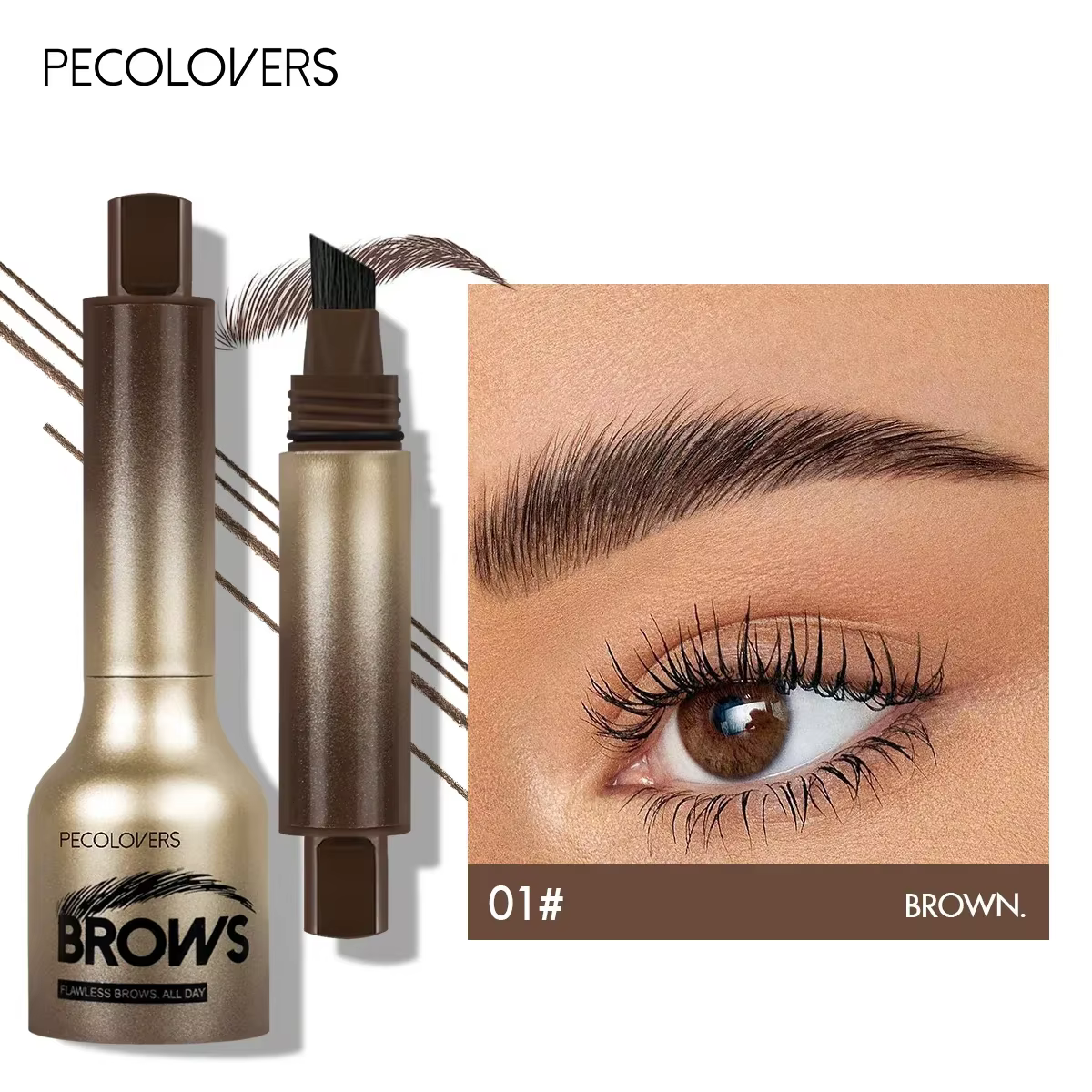 Stylo Gel à sourcils avec brosse coudée, séchage rapide, longue durée, mise en forme et remplissage 