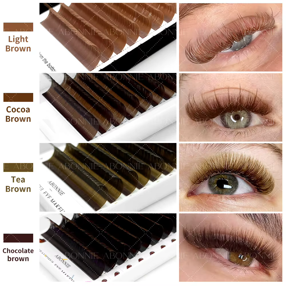 ABONNIE C CC D Curl Extensions de cils marron naturel cachemire doux classique brun foncé Extensions