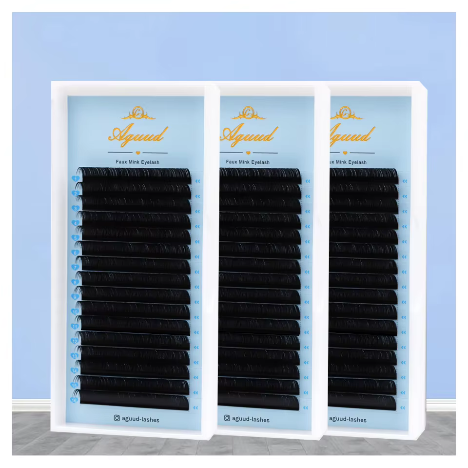 AGUUD noir mat Extension de cils individuelle Volume professionnel coréen PBT cachemire plateau d'ex