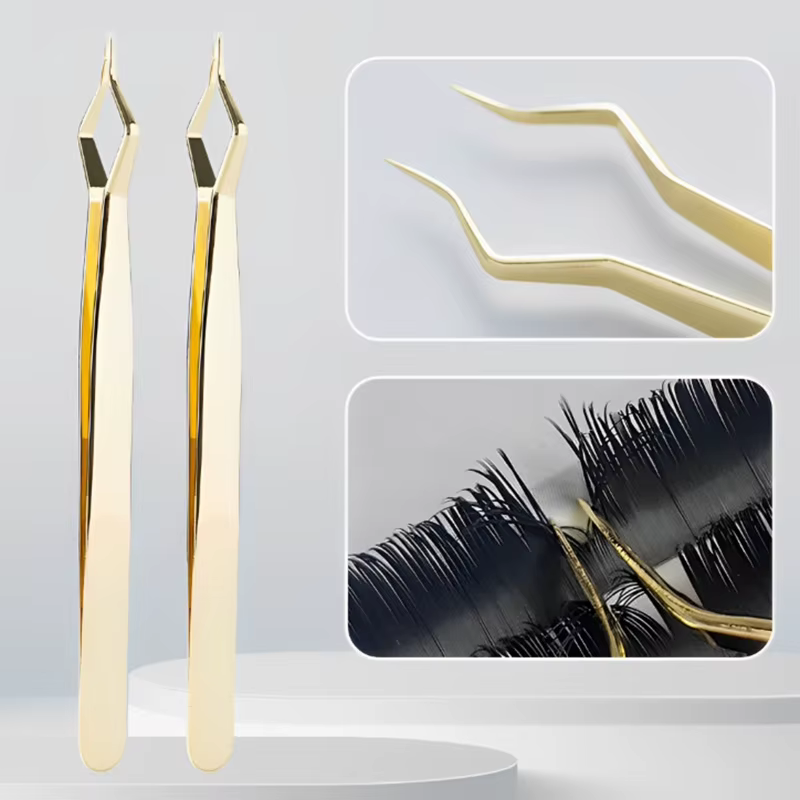 Pincettes d'extension de cils isolantes, nouveau design, pincettes à pointe incurvée en acier inoxyd
