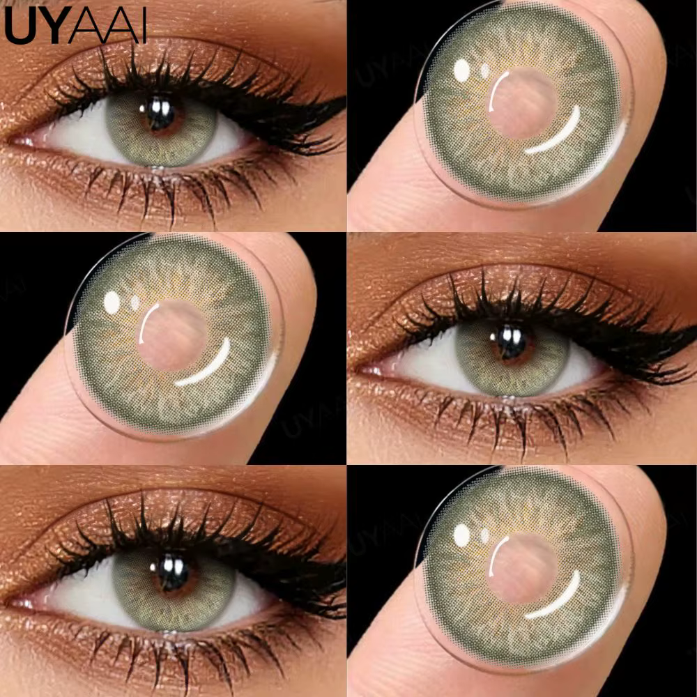 UYAAI Lentilles Naturelles Marron Lentilles Vertes Beauté 1 Paire Pupilles Colorées pour les Yeux St