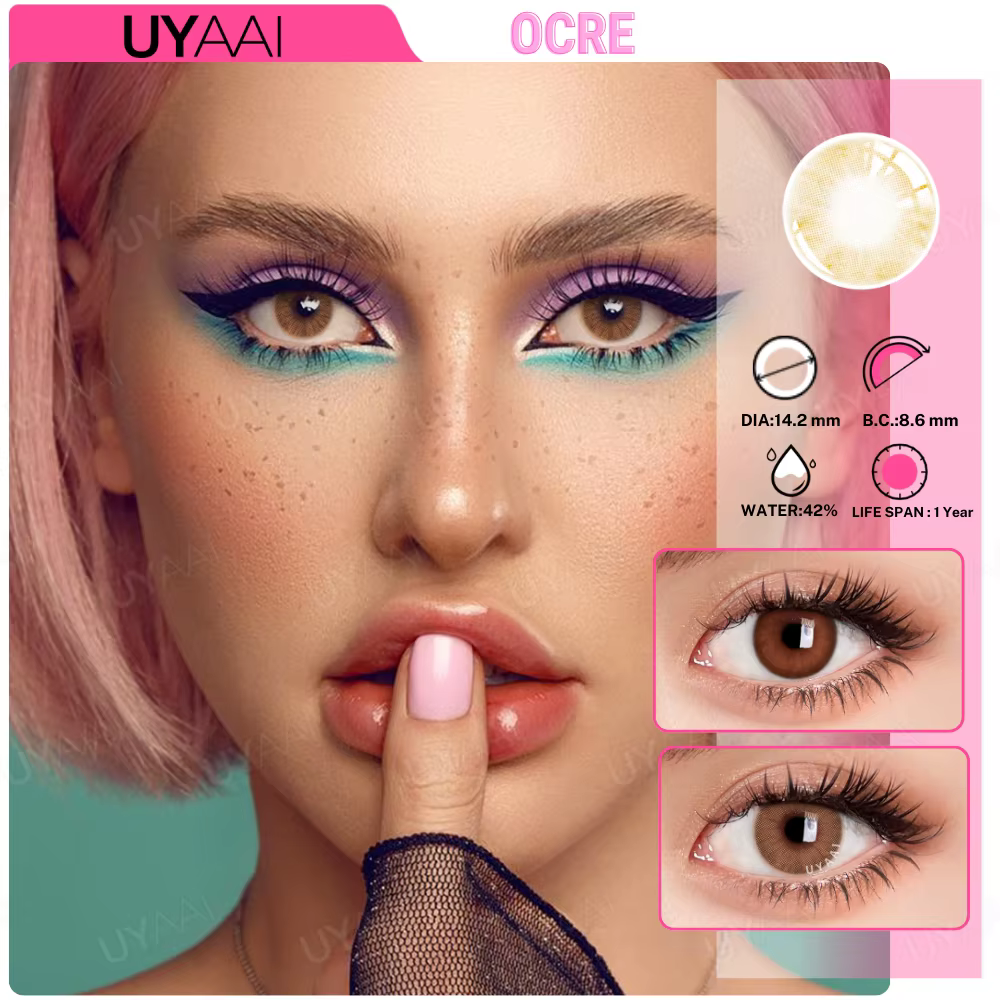 UYAAI lentilles de contact de couleur naturelle pour les yeux pupilles gris glacé lentille verte len