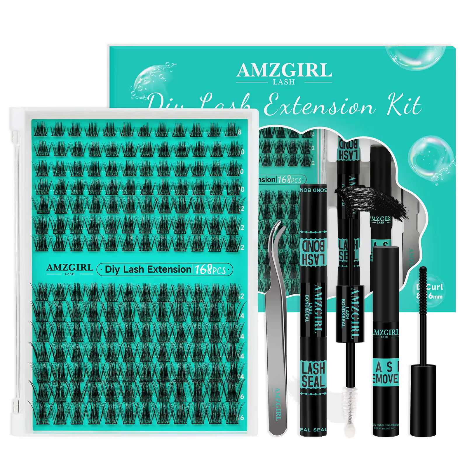 AMZGIATV-Kit de cils bricolage, grappes de cils, courbure D, liaison étanche et joint avec dissolvan