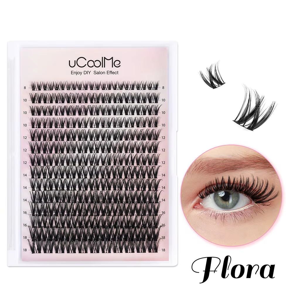 UCoolMe bricolage Extension de cils flore 0.05mm D Curl fait à la main 8-18mm naturel large portée v
