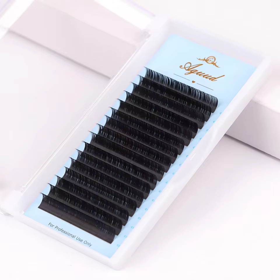 AGUUD-Extensions de Cils Individuels en Faux Vison, 16 Rangées, 16-20mm, 256 Cils en Cachemire Noir,