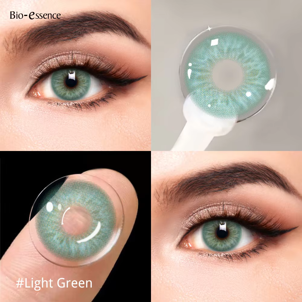 Lentilles de contact colorées Bio-essence Grey Eyes, lentilles brunes, yeux bleus, pupilles colorées