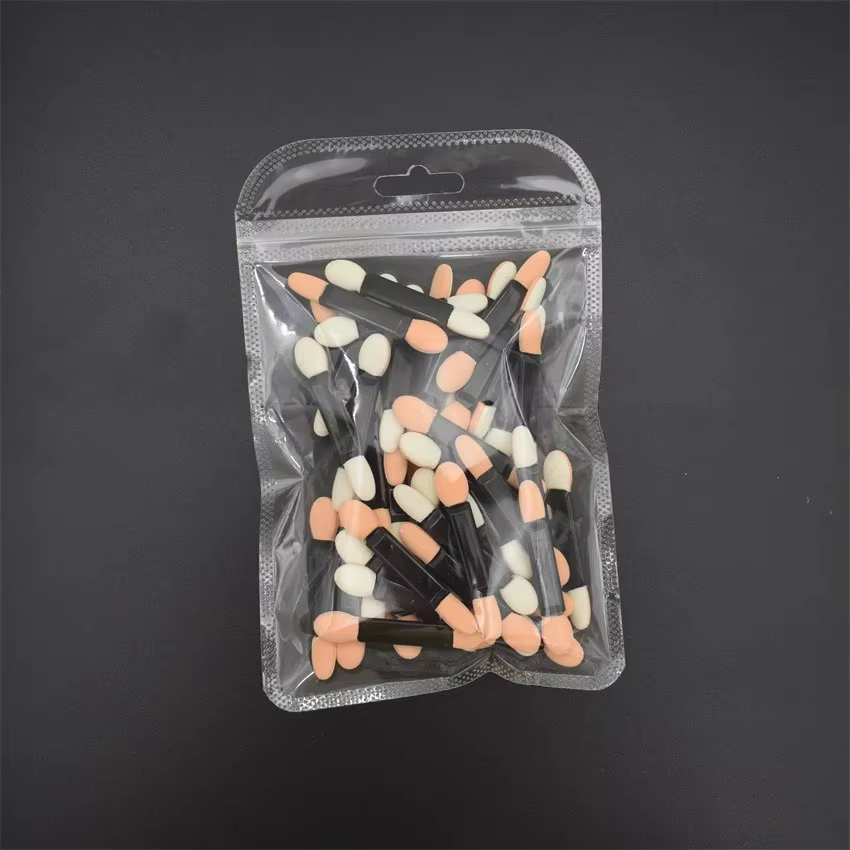 Cuttte 50/100 pièces applicateurs jetables d'éponge d'ombre à paupières double face avec récipient,