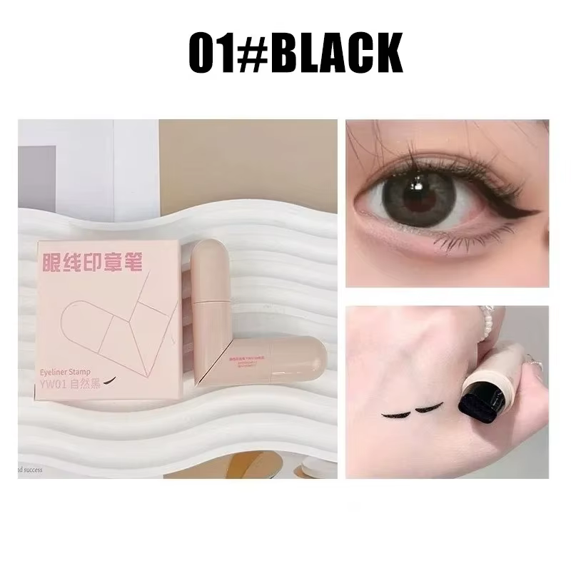 Eyeliner tampon intégré double ailette waterproof - Résistant à la transpiration et longue tenue, fa