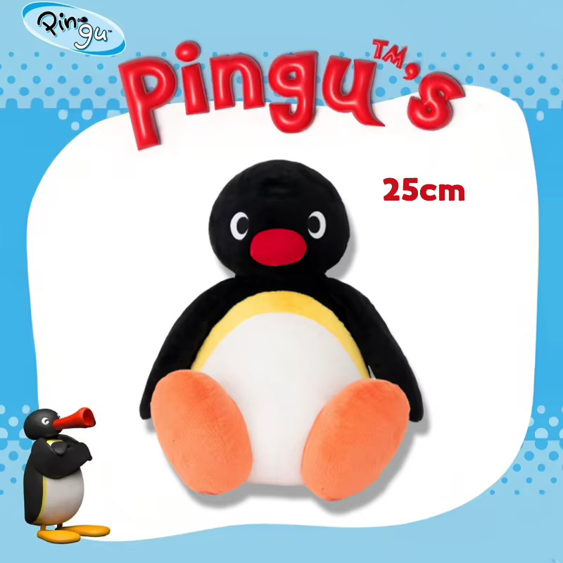 Youmai Officiel Pingu Pinga Poupée en peluche série assise, jouet en peluche doux à yeux ronds, déco