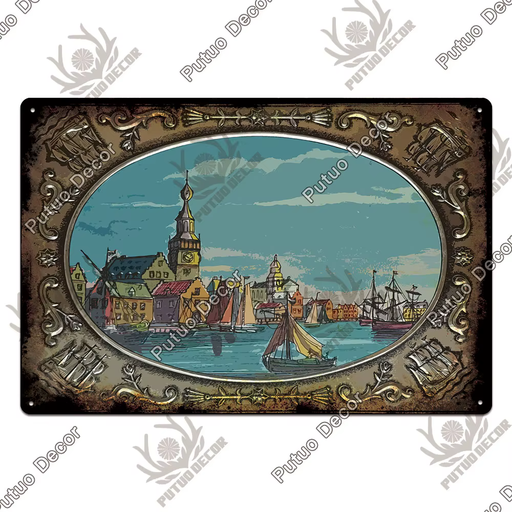 Putuo – panneau de Navigation en étain, signes métalliques, Art de rêve nautique Vintage pour plage,