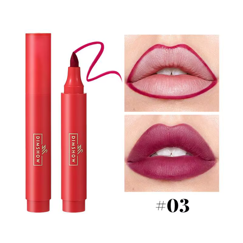 DIMSHOW Crayon à lèvres mat waterproof repulpant, rouge à lèvres teinté naturel rose nude, contour d