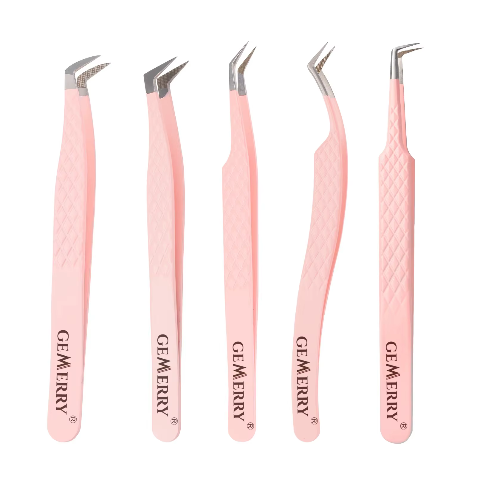 GEMERRY 1 PC pince à cils avec pointes de fibres rose acier professionnel haute précision pour venti