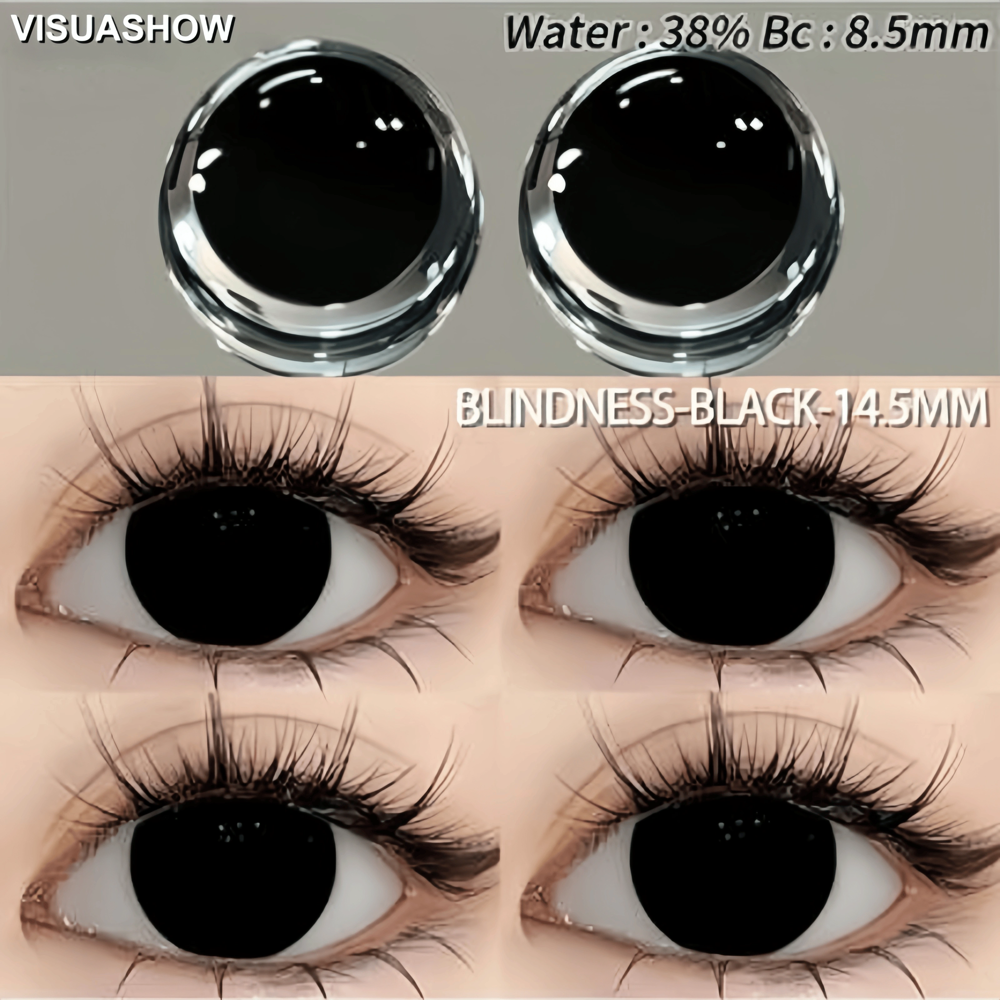VISUASHOW Blink Block Lentilles de contact colorées pour cosplay anime, souples, mi-annuelles, pour