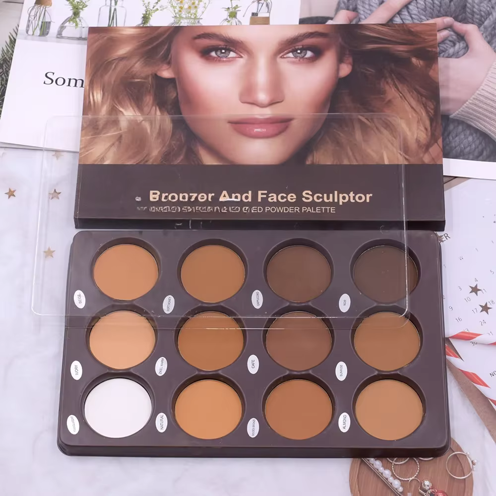 Palette de Contour de fond de teint mat pour femmes, Palette de maquillage pour le visage, roue d'om