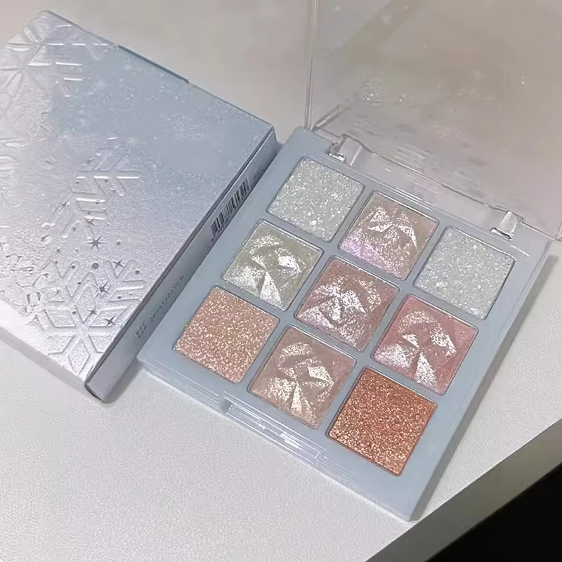 Palette de fards à paupières flocon de neige, 9 couleurs, paillettes, rêve fille, nacré, mat, reflet
