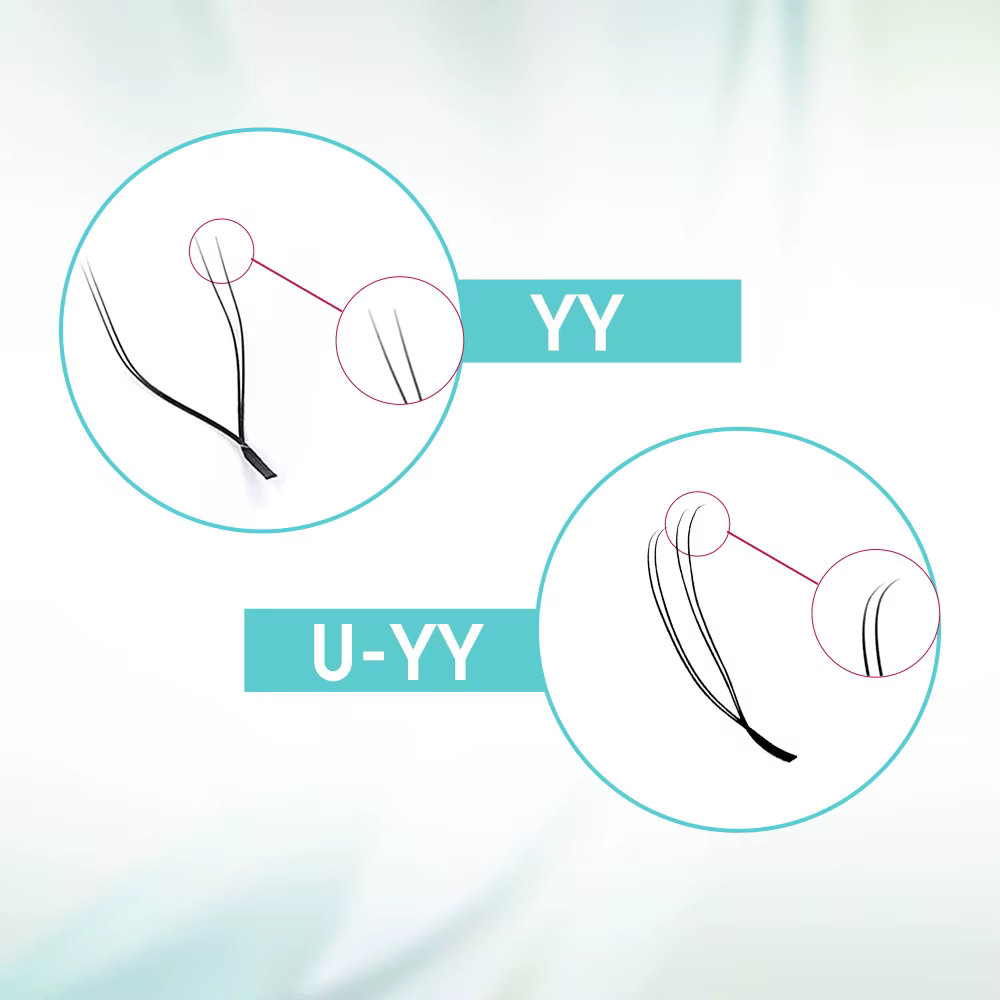 FADVAN 10 Pcs Extensions de cils YY en forme de U, cils YY étroits, courbure C D, faux cils doux et