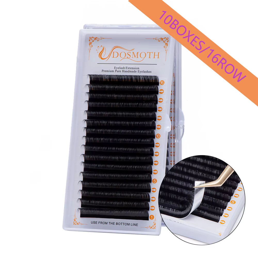 DOSMOTH 10 boîtes 16 rangées 7-16mm extensions de cils de vison supples Extension de faux cils indiv