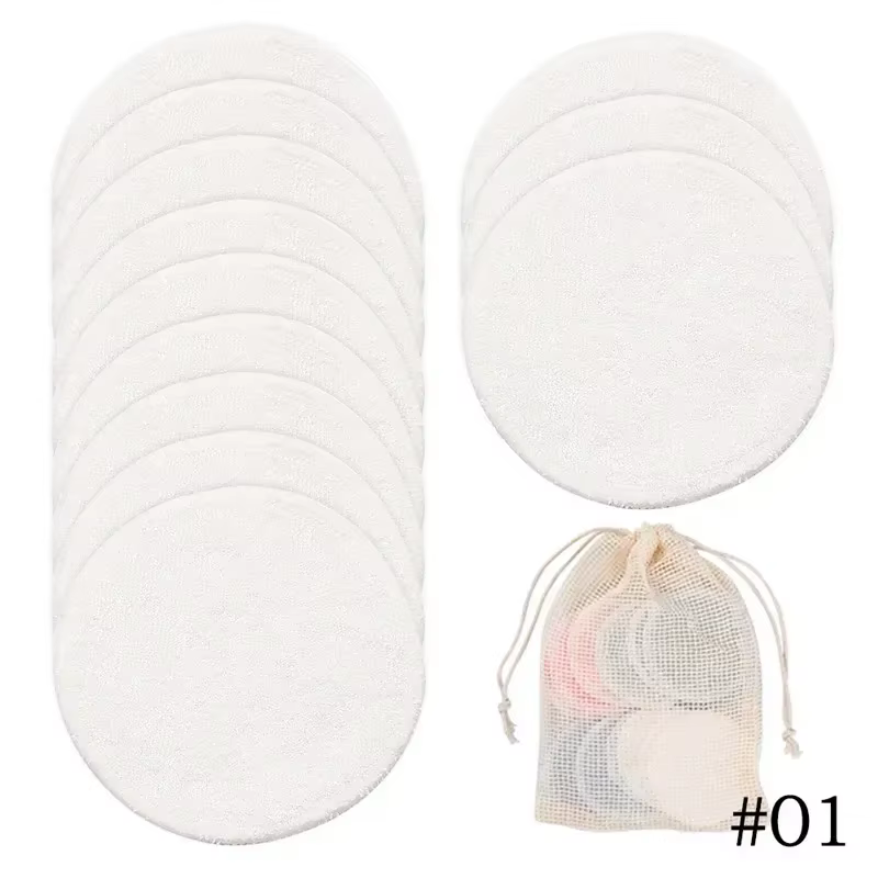 Tampons démaquillants réutilisables en Fiber de bambou, 12 pièces/paquet, ronds lavables, nettoyage