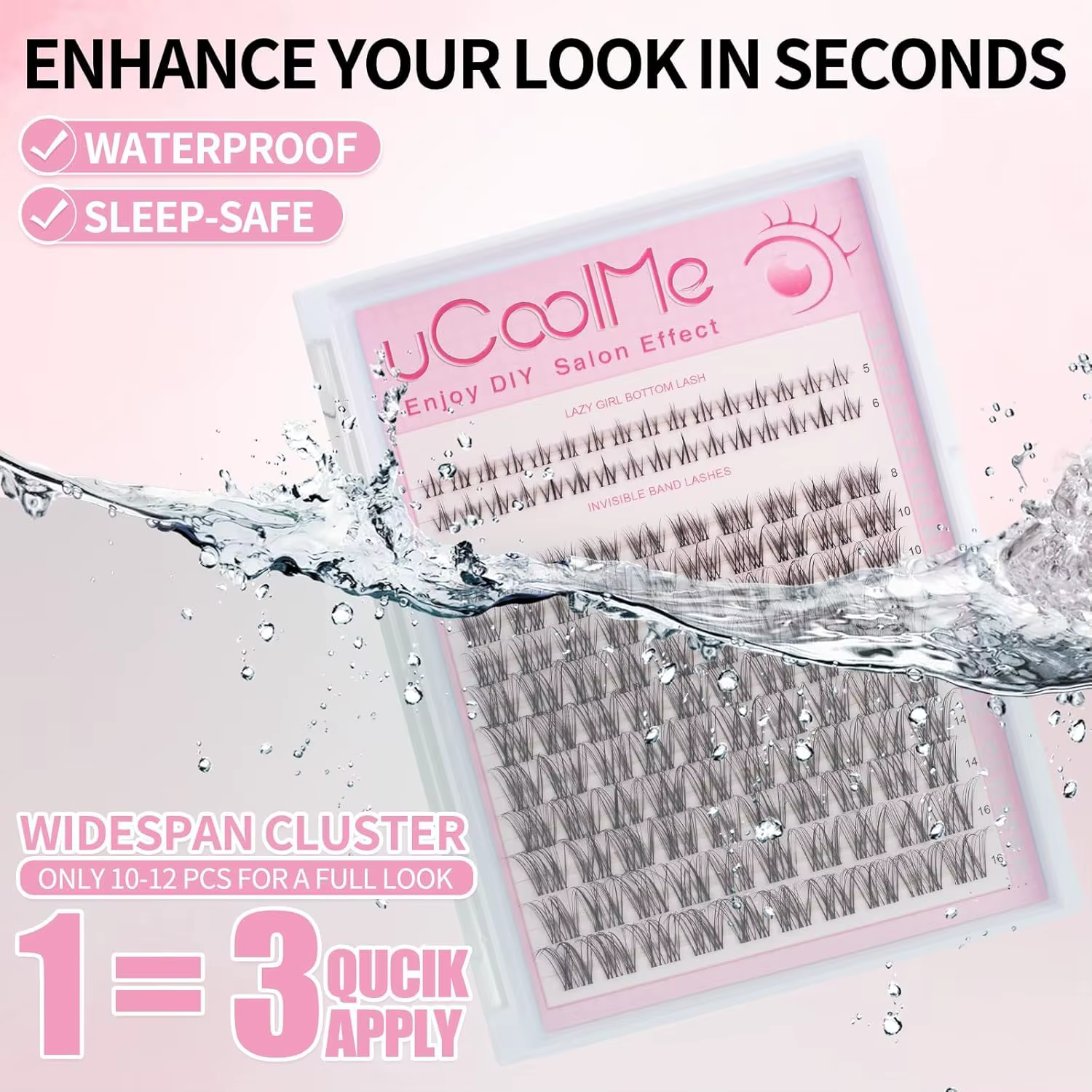 UCoolMe cils Venus 132 pièces Kit de grappes à portée plus large avec dissolvant de liaison et de jo