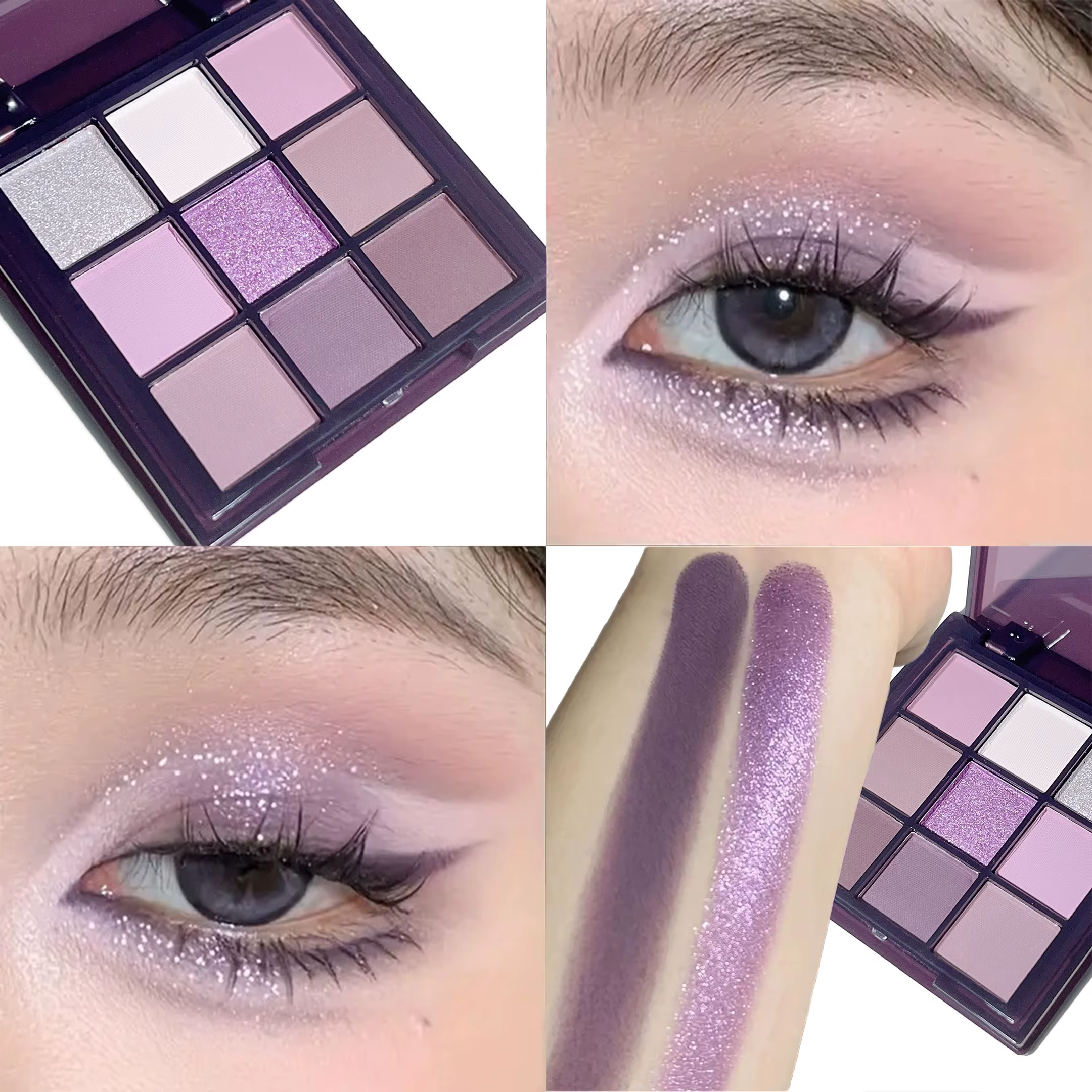 Violet charme rêve fille neuf couleurs ombre à paupières plaque fumée violet faible saturé perle mat