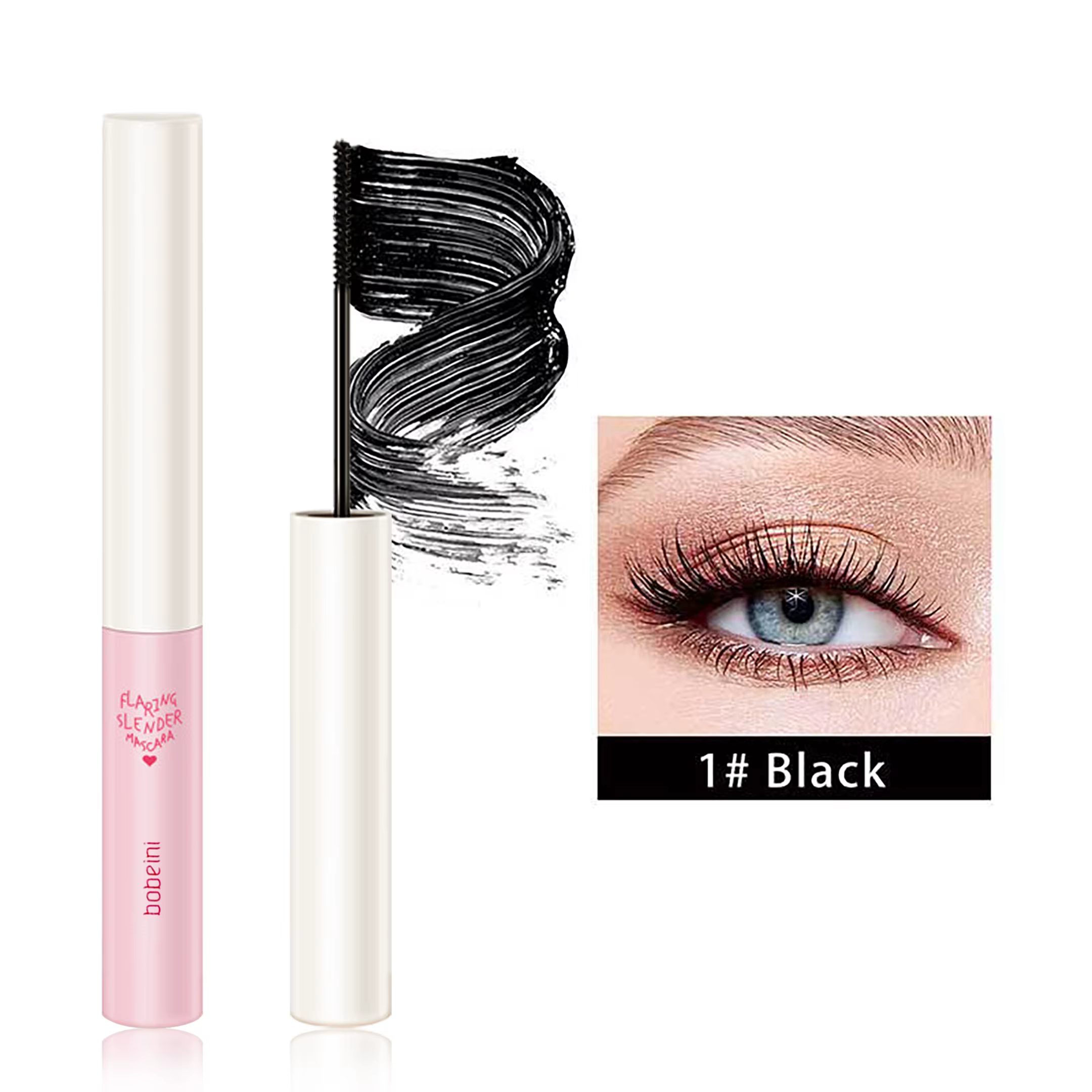 Mascara imperméable et sans maquillage, base allongée, cryptée, mince, bouclée et durable sans bavur