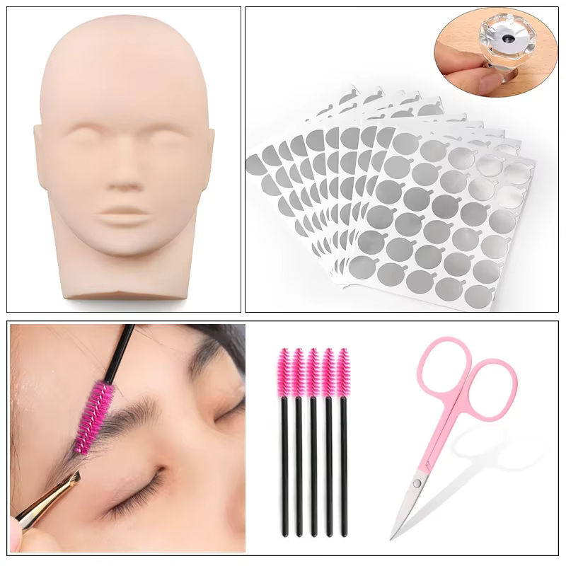 Kit de formation pour extensions de faux cils 18 en 1, modèle de pratique, coussinets pour les yeux,