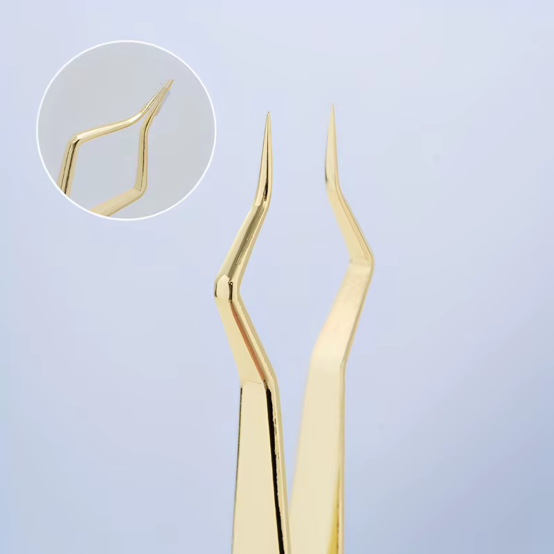 Pincettes d'extension de cils isolantes, nouveau design, pincettes à pointe incurvée en acier inoxyd